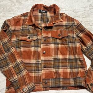 Rustic Orange and Brown Lightweight Shirt Jacket